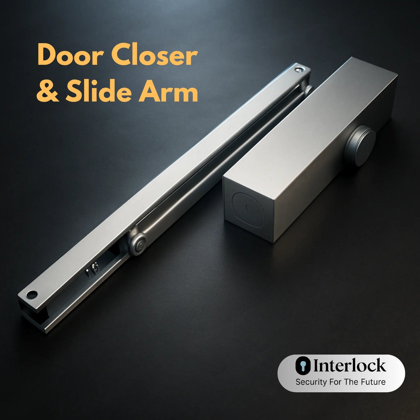 Interlock Door Closer with Sliding Arm in Aluminium Silver Color