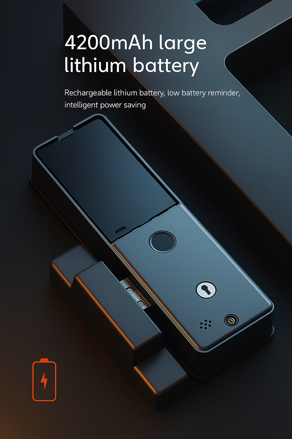 Interlock Mercury G2 Gate Lock with large battery life of 4200mAh lithium built in battery with low battery reminder.