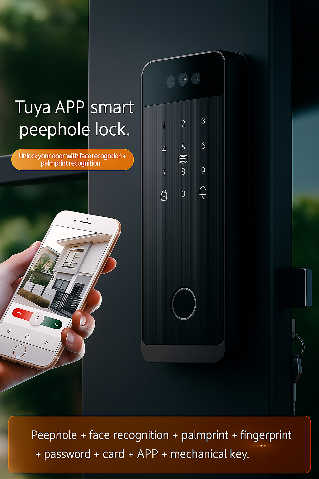 Interlock Mercury G2 Gate Lock with Tuya app smart lock, with facial and palm vein recognition