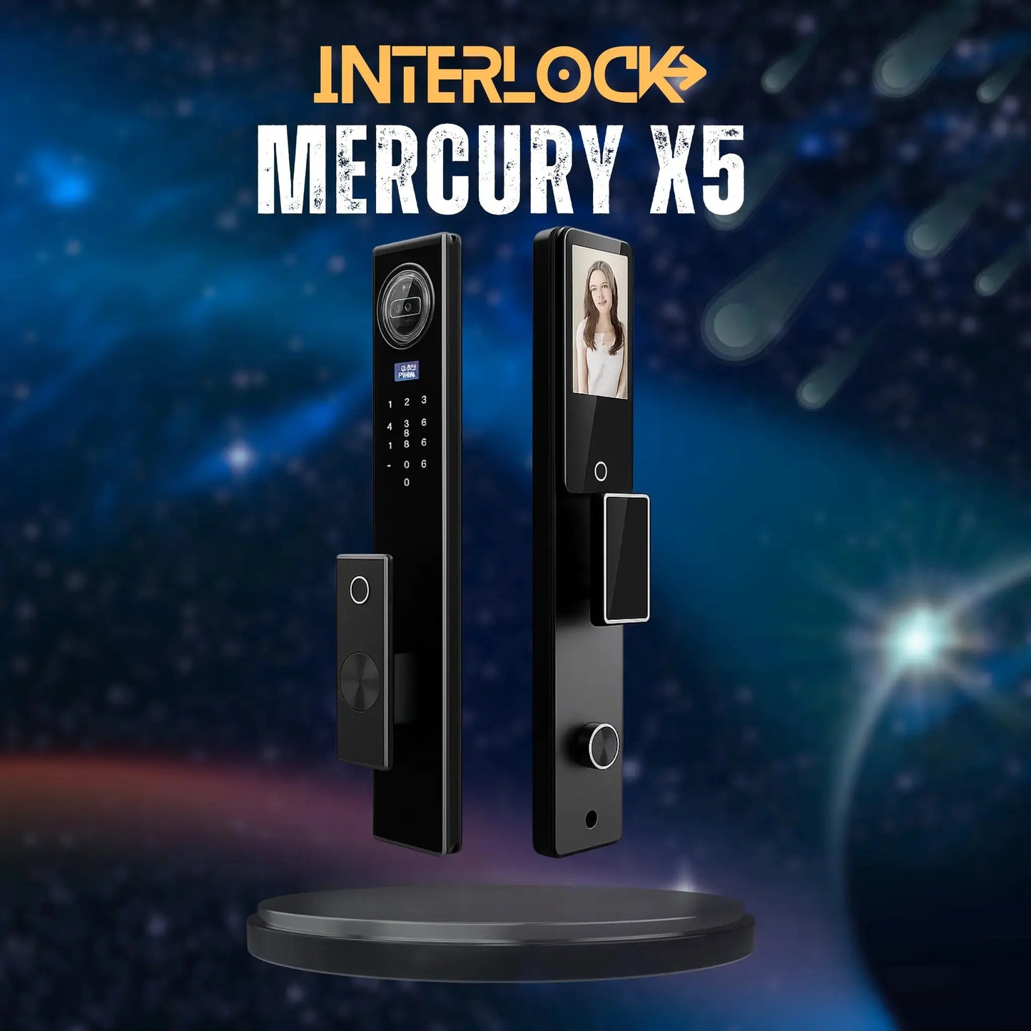 Interlock Mercury X5 Smart door Lock with Facial Recognition and HD Door Viewer