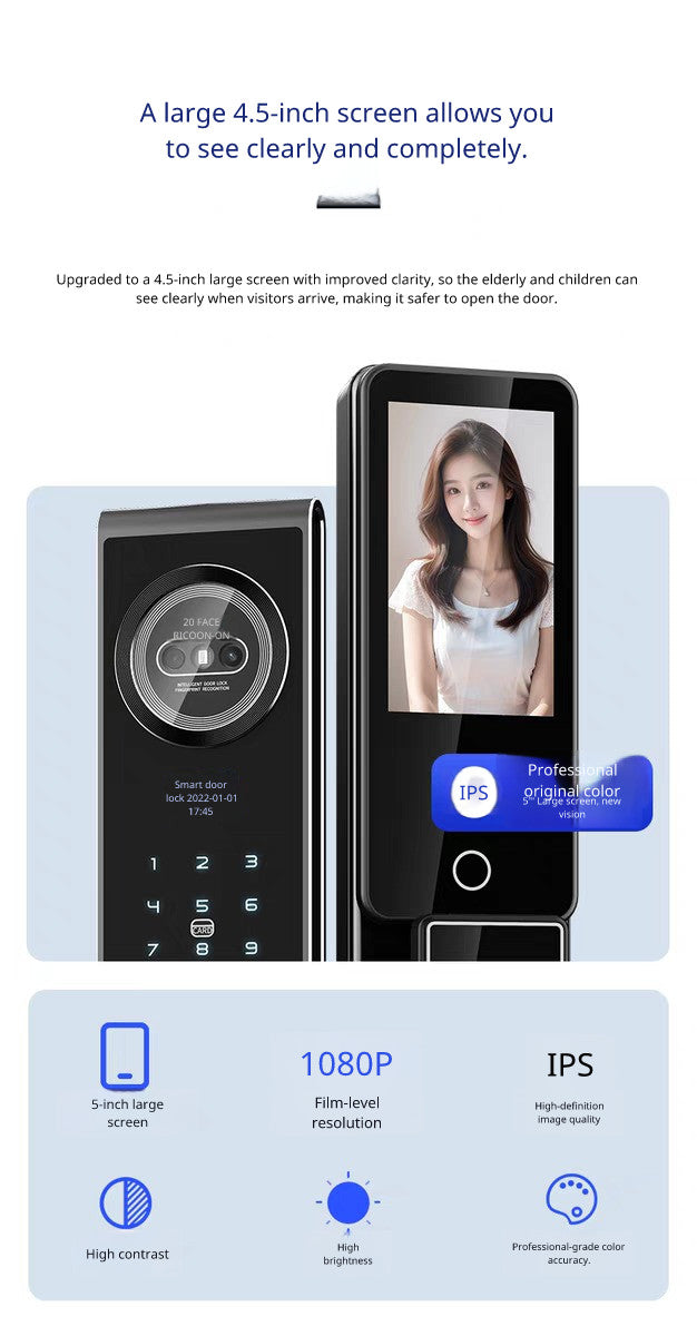 Interlock Mercury X5 Digital Door Lock with a large 4.5 inch hd door viewer screen, 1080p.