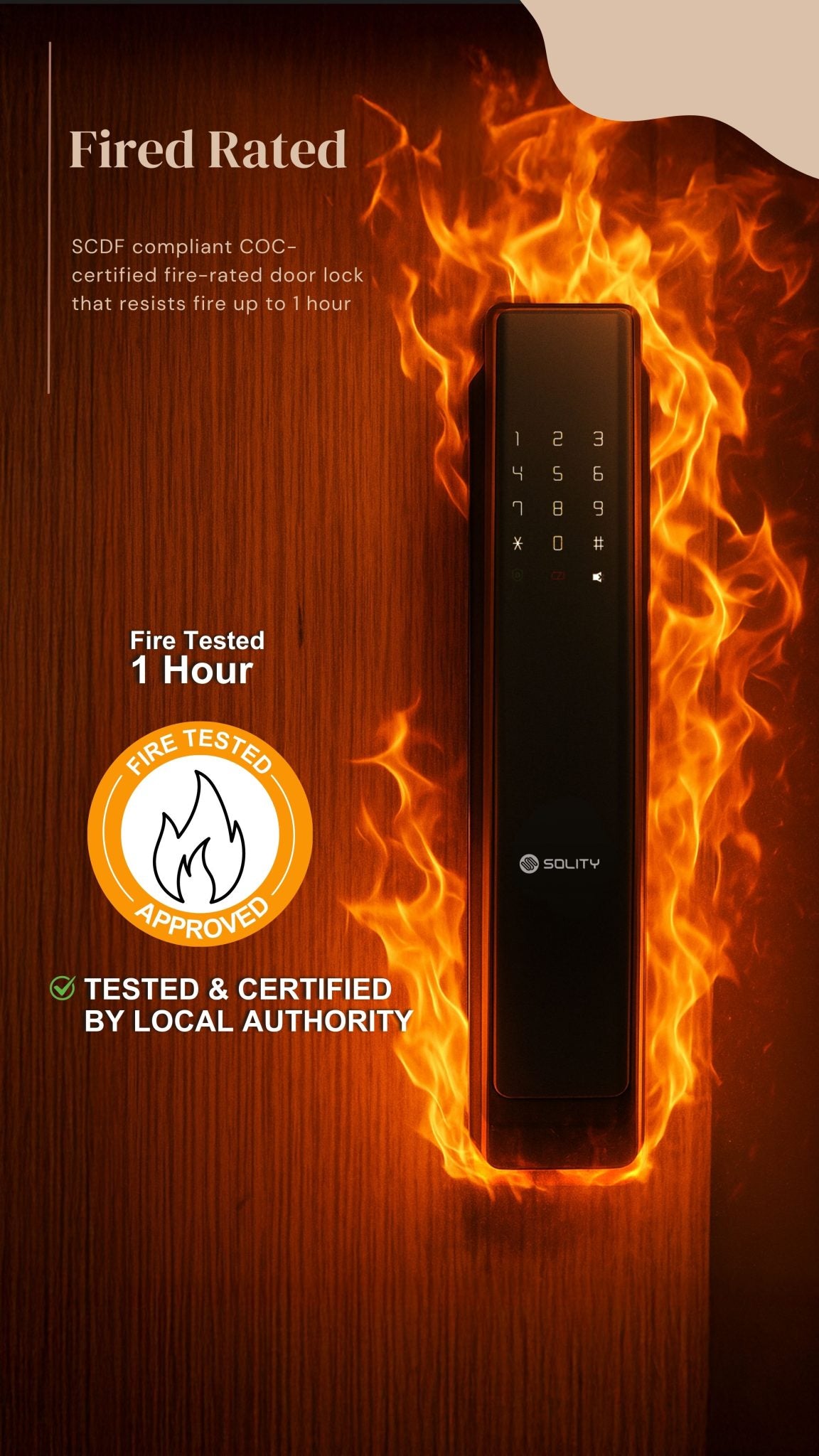 Solity GEA1000K Digital Lock Fire Rated & SCDF Approved Digital Lock