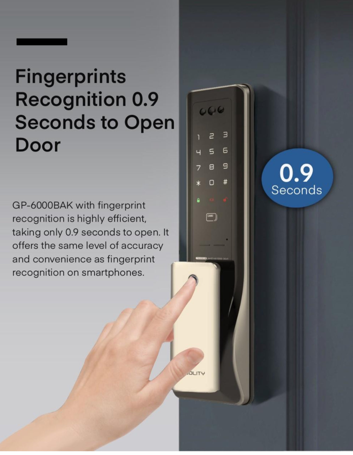 Solity GP6000 (Facial): Fingerprint Recognition within 0.9s.