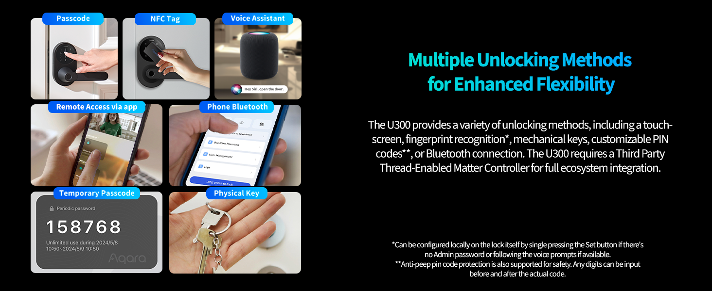 Aqara U300: Multiple Unlocking Methods