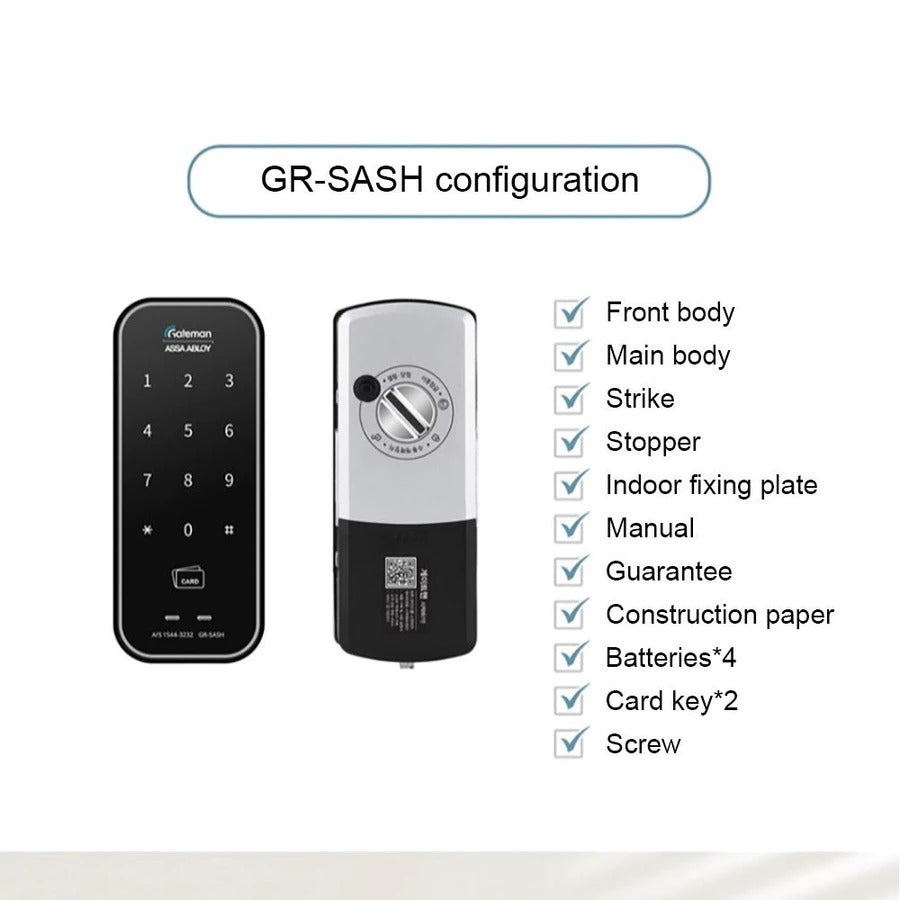 Gateman GR Sash Digital Door Lock (Slim Design for Narrow Frame Doors) product specification image