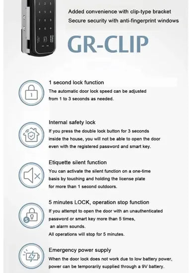 Gateman GR Clip Emergency and Security features