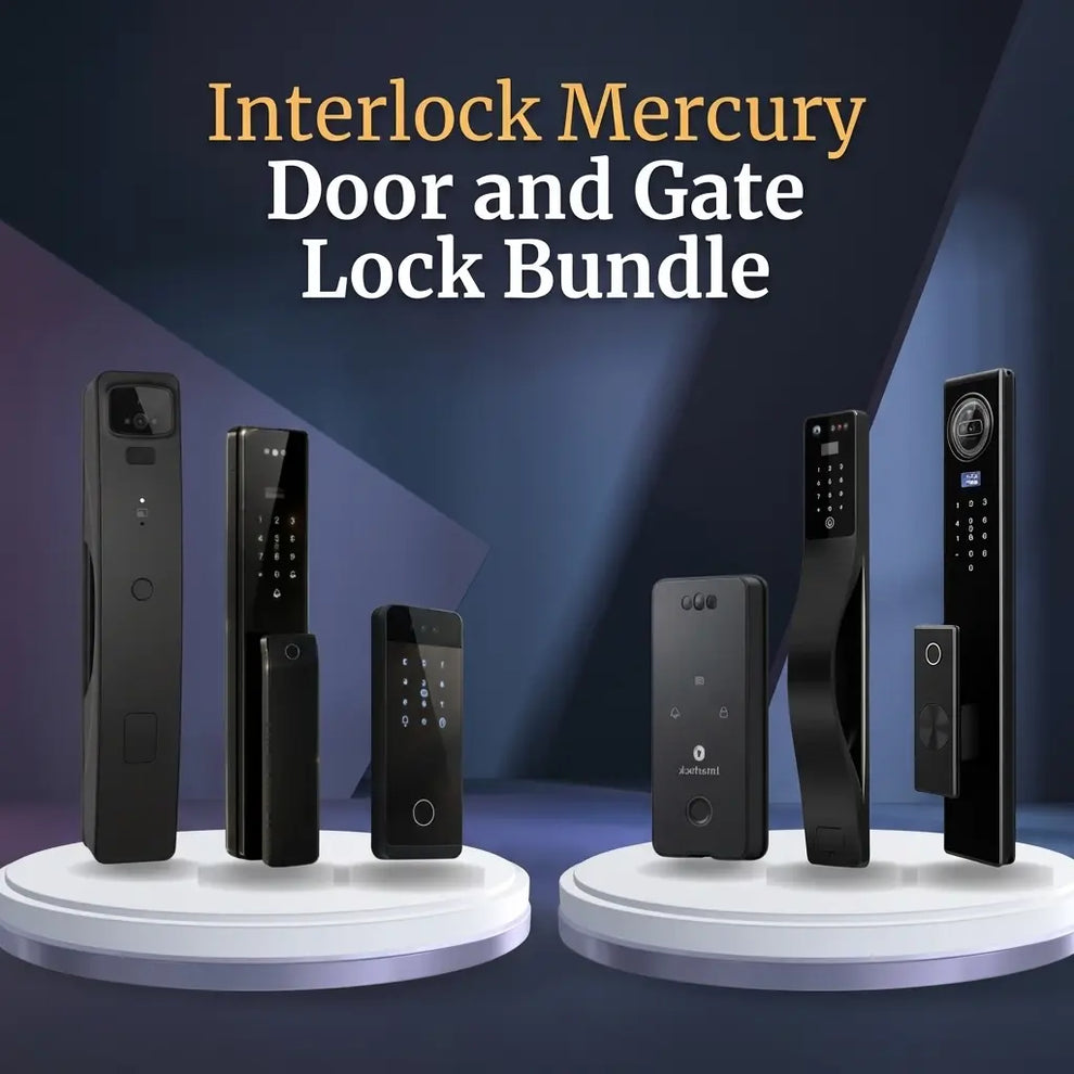 Interlock Mercury smart door and gate lock bundle for Singapore homes with both wooden door and metal gate