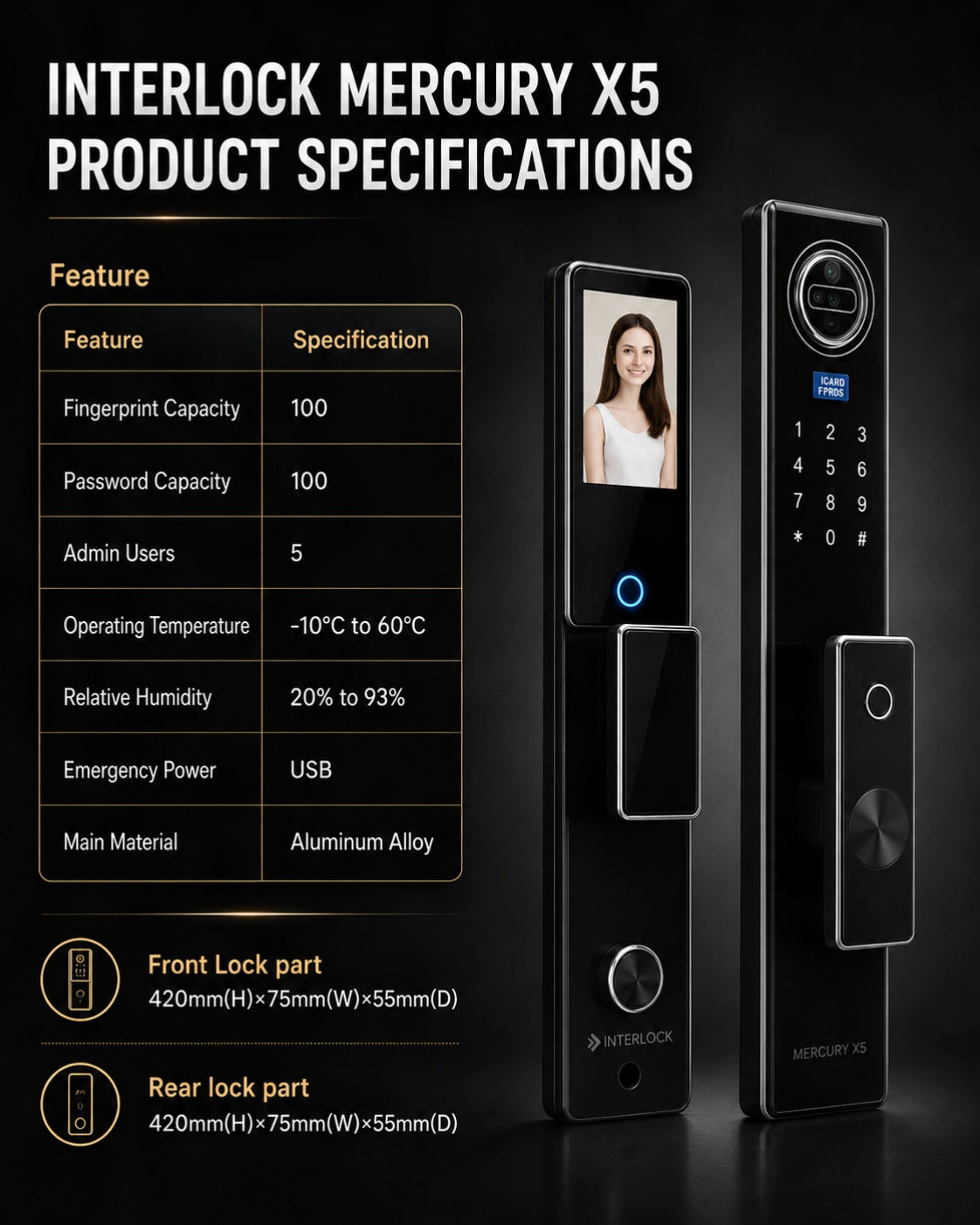 Interlock Mercury X5 数字门锁 product specification image