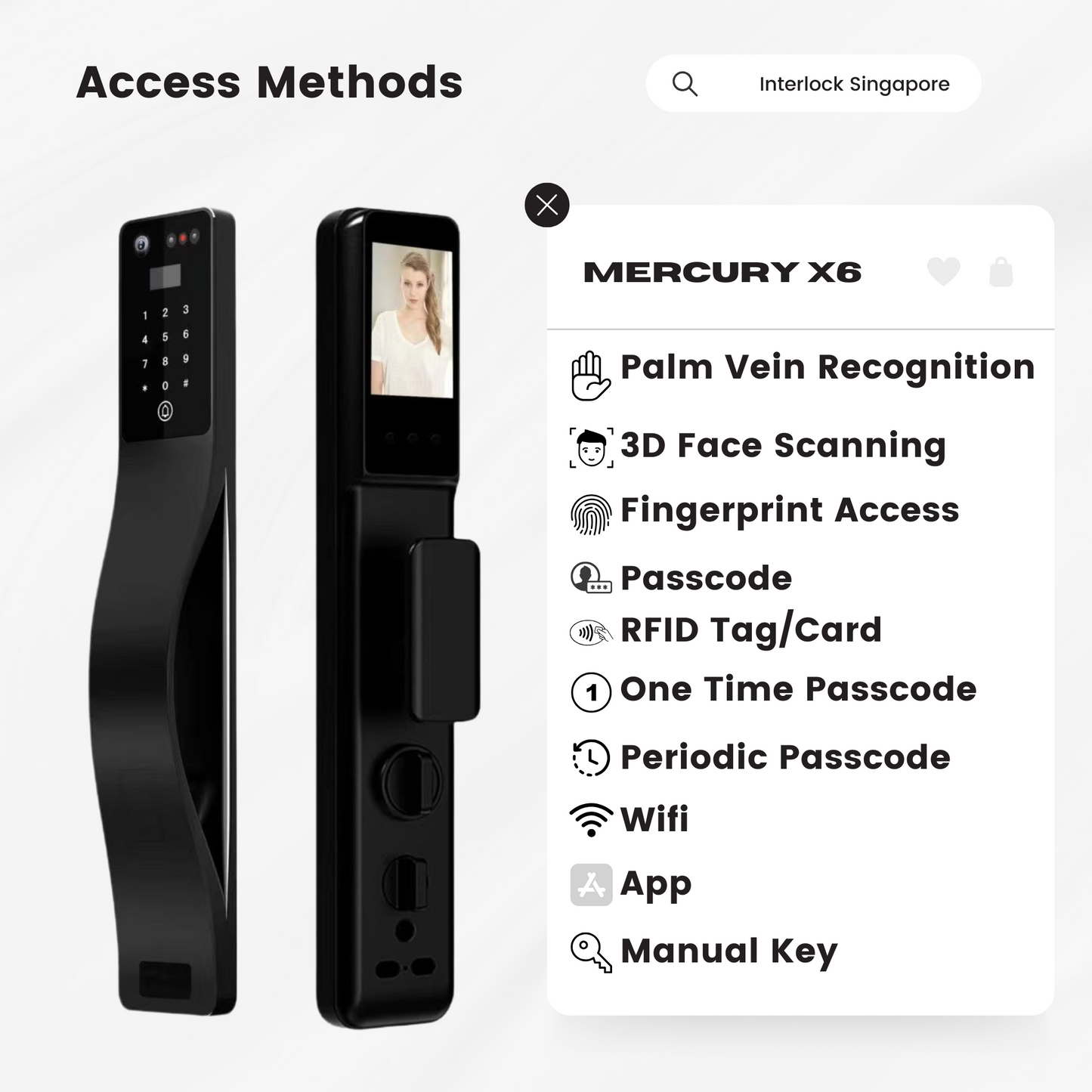 Interlock Mercury X6 Features with Palm Vein and Facial Recognition Unlock