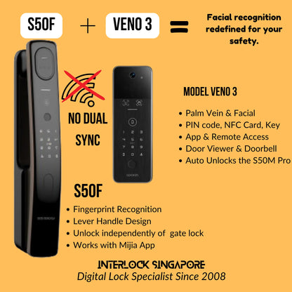 S50F Facial Recognition Digital Lock without Dual Sync