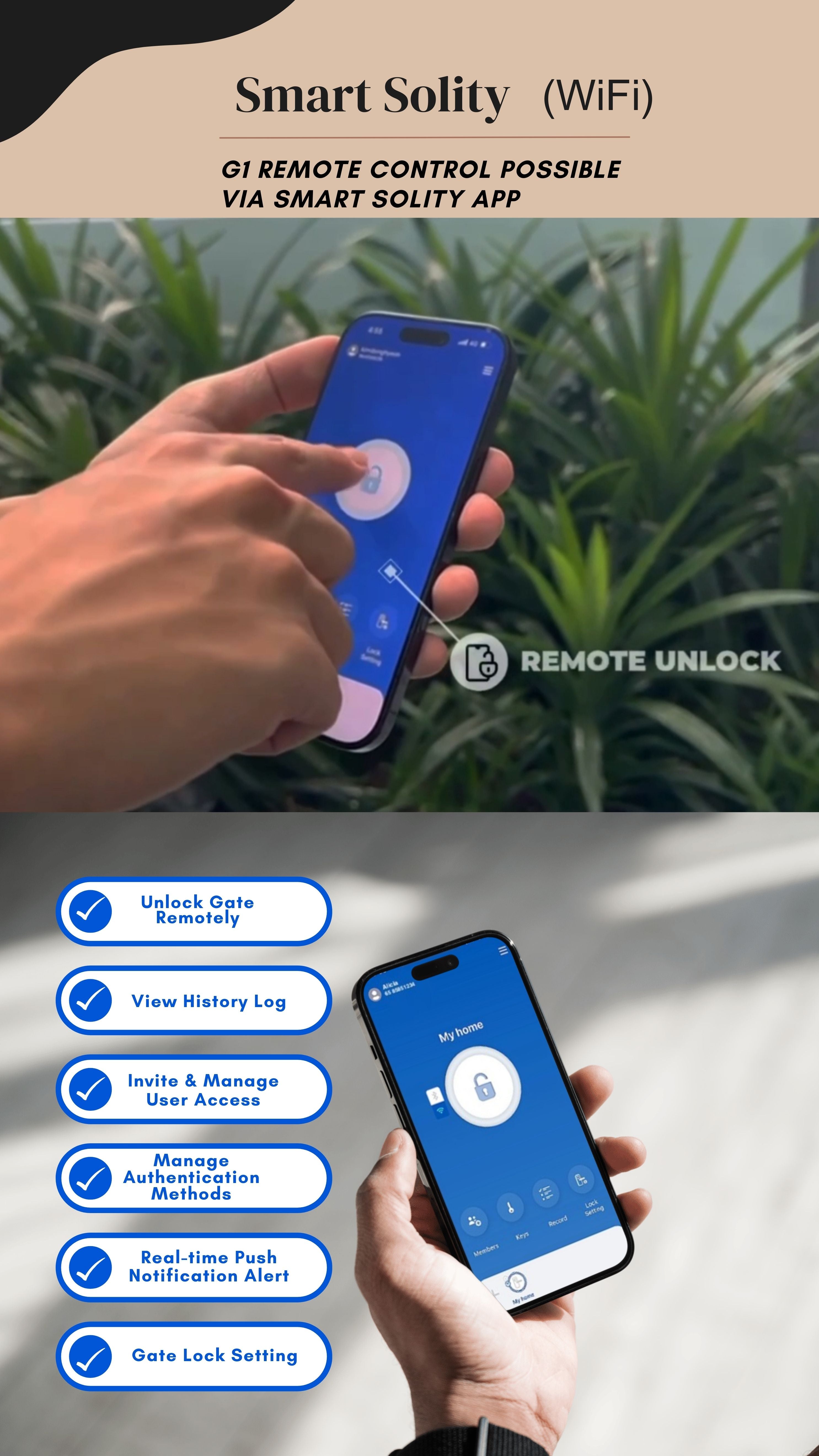Solity G1 Gate Lock: Remote Unlock App