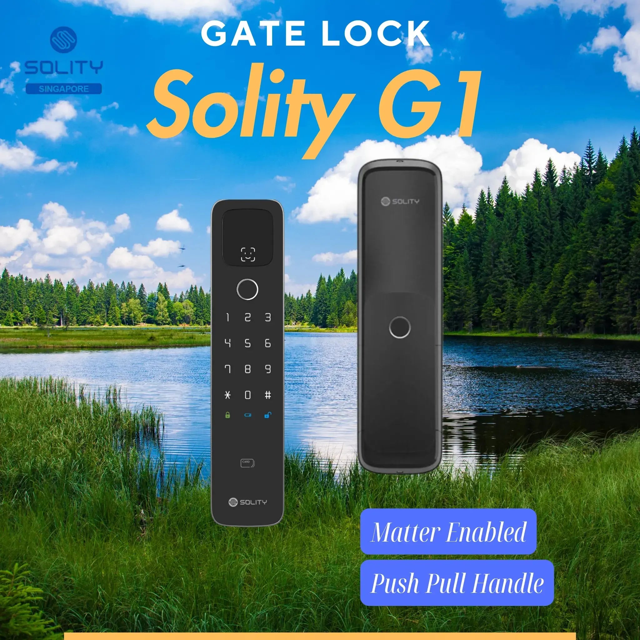Solity Smart Lock Solity G1 Smart Gate Lock | AI Facial Recogniton, Push Pull