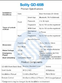 Solity GD-65B Digital Gate Lock product specification image
