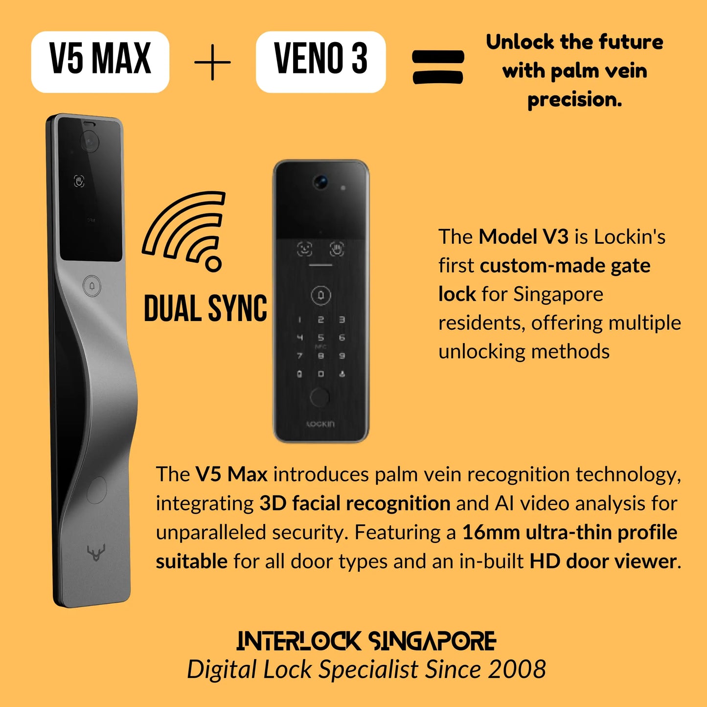 V5 Max with Palm and Face Recognition and HD Door Viewer