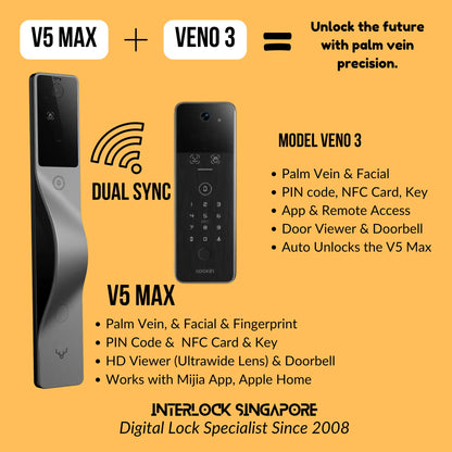 V5 Max with Palm and Face Recognition and HD Door Viewer with Dual Sync