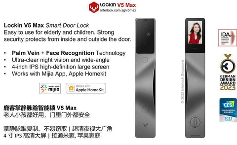 Lockin V5 Max – Advanced Fingerprint & Face Recognition Smart Lock