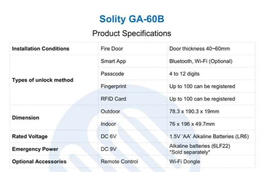 Solity 智能锁套装（门和栅栏） product specification image