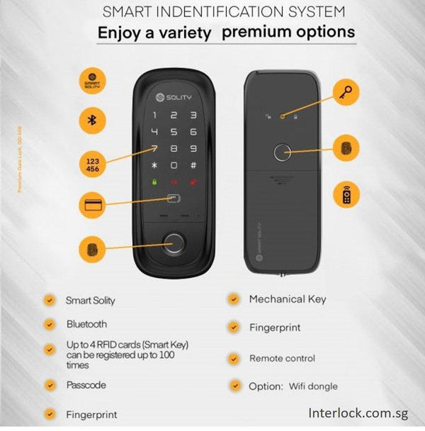 Solity GD-65B Smart Gate Lock | 5-Way Access + Door Sync | SG
